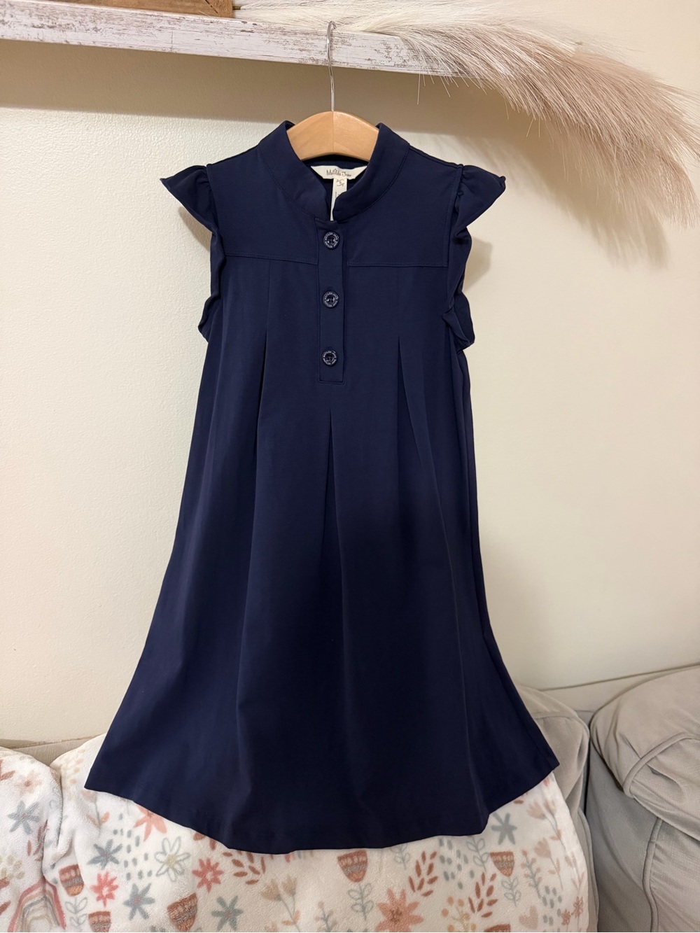 Matilda Jane Girls’ Navy Pleated Dress - Size 8 (Like New)